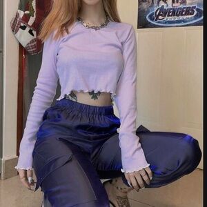 Lilac Long Sleeve Crop Top